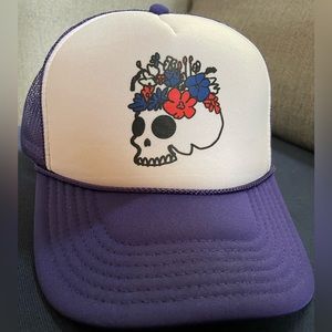 Grateful Dead trucker hat Holy Moly Mischief skull roses